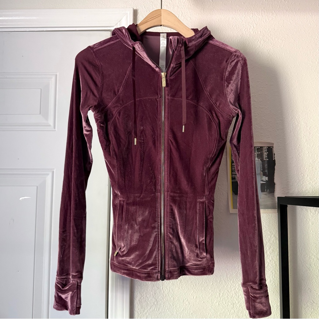 Lululemon Athletica Purple Crushed Velvet Velour Full Zip Jacket